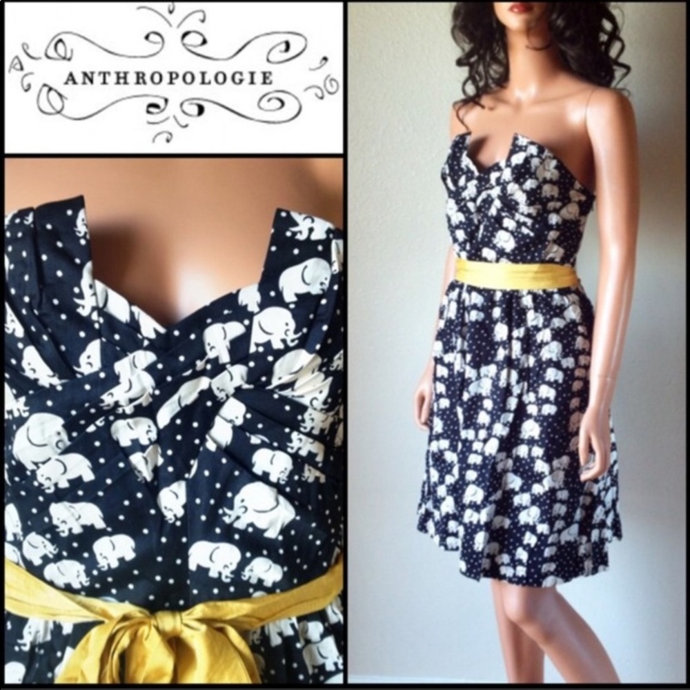 Anthropologie Porridge Elephant Design Dress